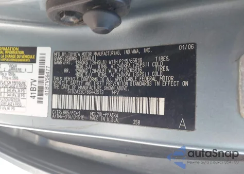 2006 Toyota Sienna Le z USA, uszkodzony, nr VIN 5TDZA23C76S442513